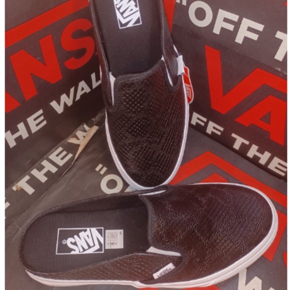 Vans Men's 4/Women's 5.5 Authentic Classic Slip On Mule Python Black VN0A4P3UVYE - Picture 1 of 14